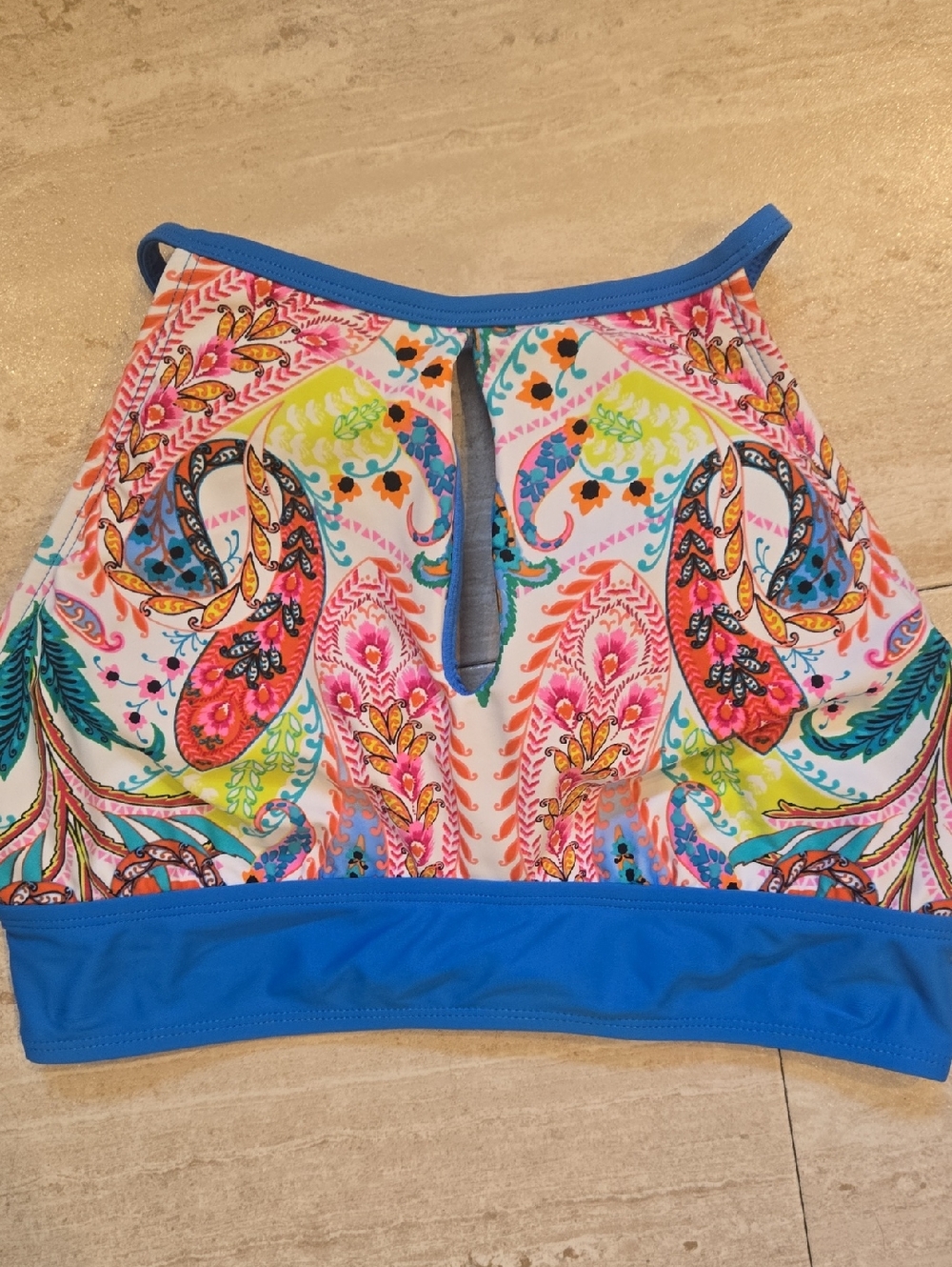 Into the Bleu Multi-Color Design Print Bikini Crop Top
